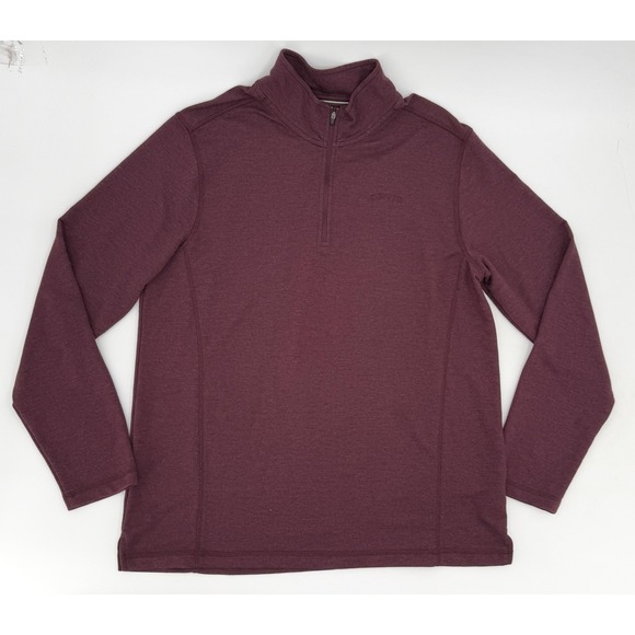 Orvis Sweater Mens Large Pullover Burgundy Quarter Zip Mock Neck Long Sleeve - Picture 1 of 13